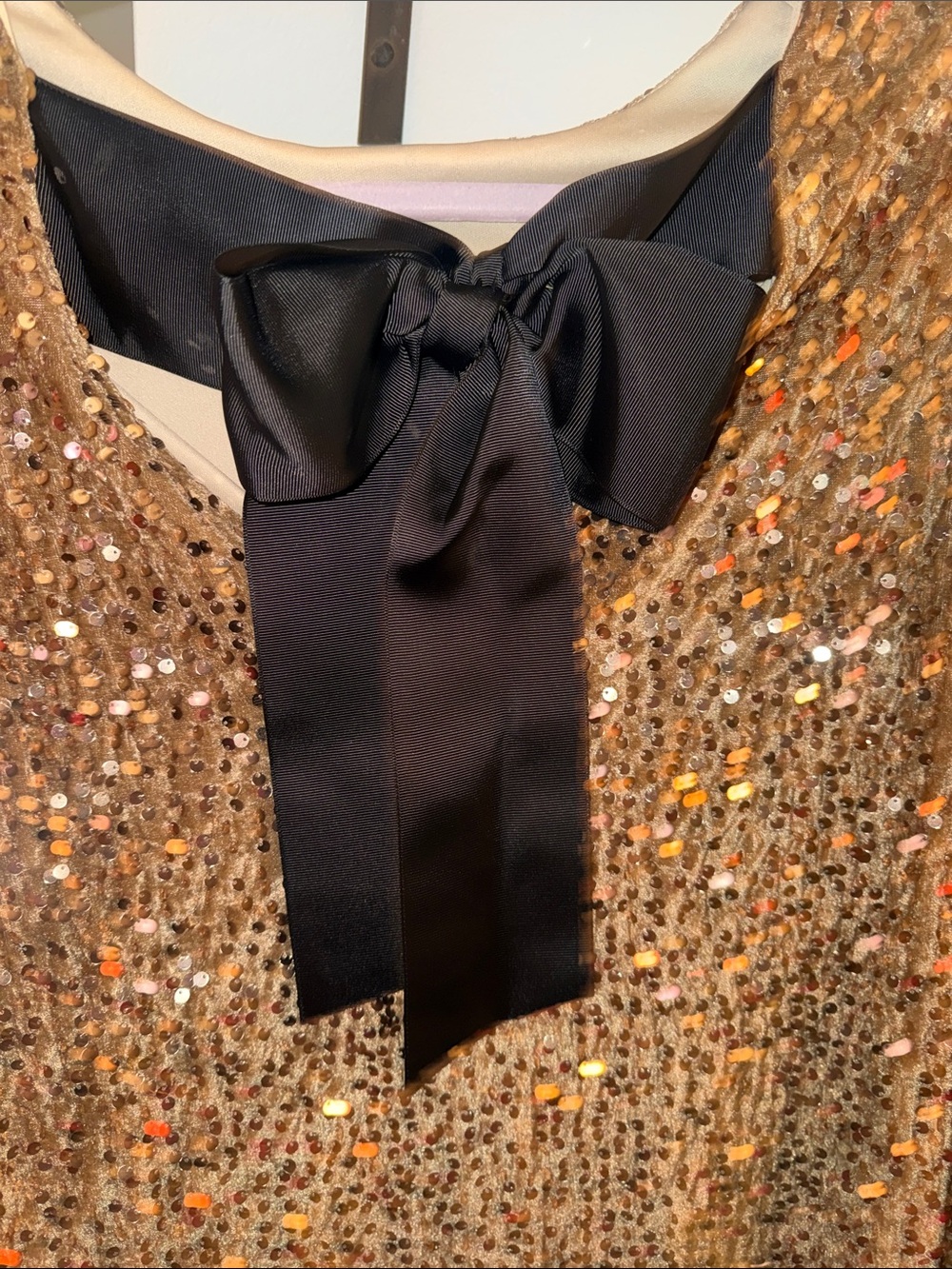 Gold Sequin Long Sleeve Women's Dress - Picture 3 of 3